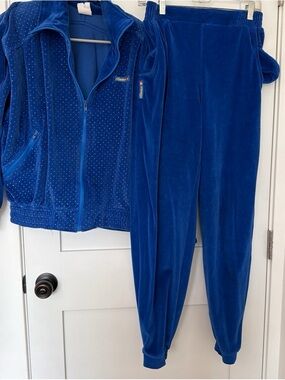 1980’s Ellesse Blue Velour Track suit with gold accents